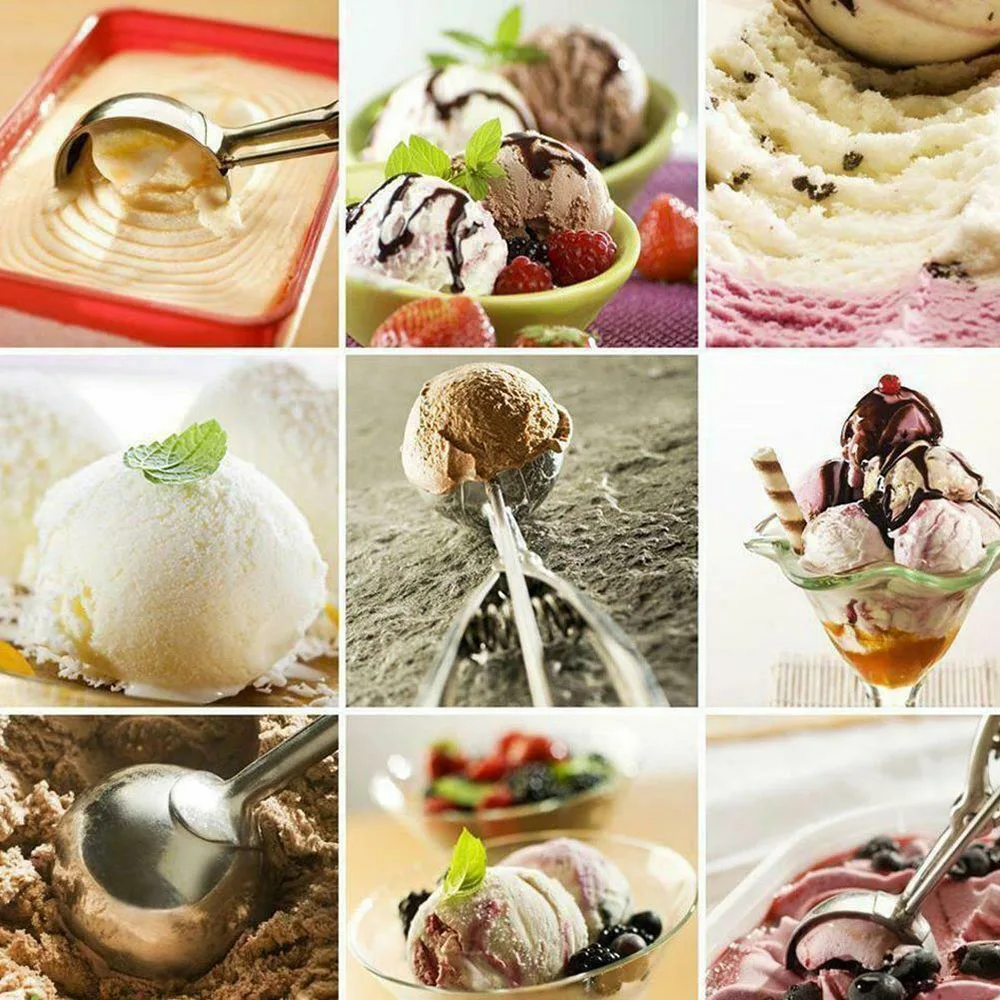 Stainless Steel Ice Cream Spoon Ice Cream Ball Dig Spoon Food Grade Metal Ice Cream Spherical Spoon Kitchen Accessories