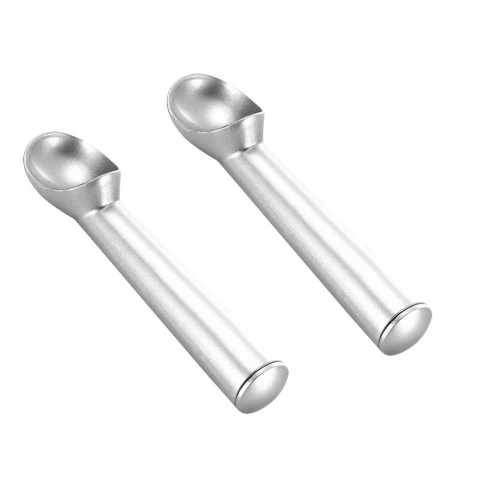 2Pcs Creative Ice Cream Dessert Spoon Portable Ice Cream Ball Digger Fruit Ball Spoon Kitchen Tools серебряный