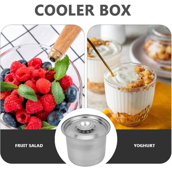2pcs Stainless Steel Ice Cream Box Ice Cream Keepers Ice Cream Bucket Ice Cream Pots Freezer Storage Containers Ice Cream Holder Insulated Ice Cream